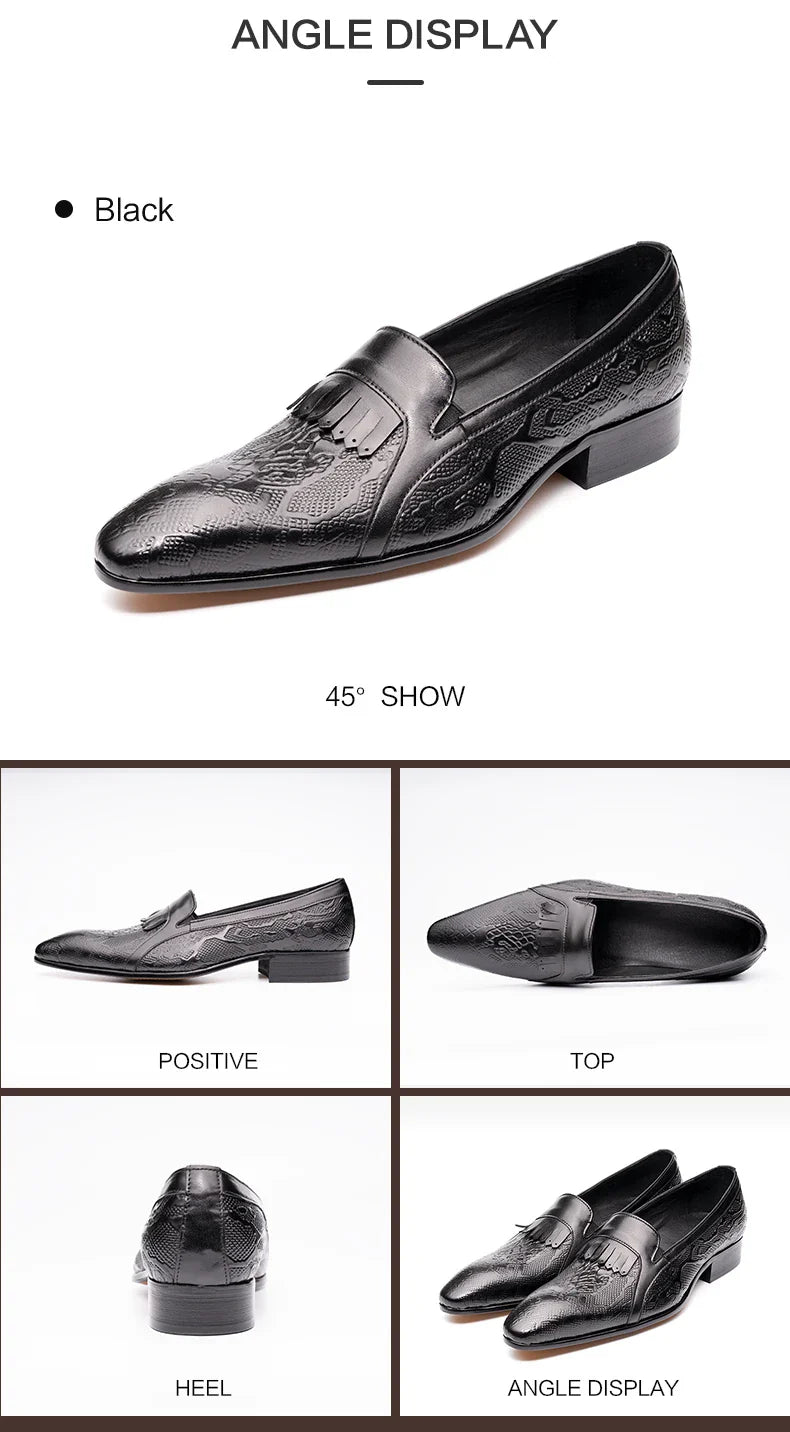 High Quality Fashion Loafers Dress Shoe Men Casual Leather Shoes Elegant Custom Mens Wedding Office Business Shoe Black Big Size