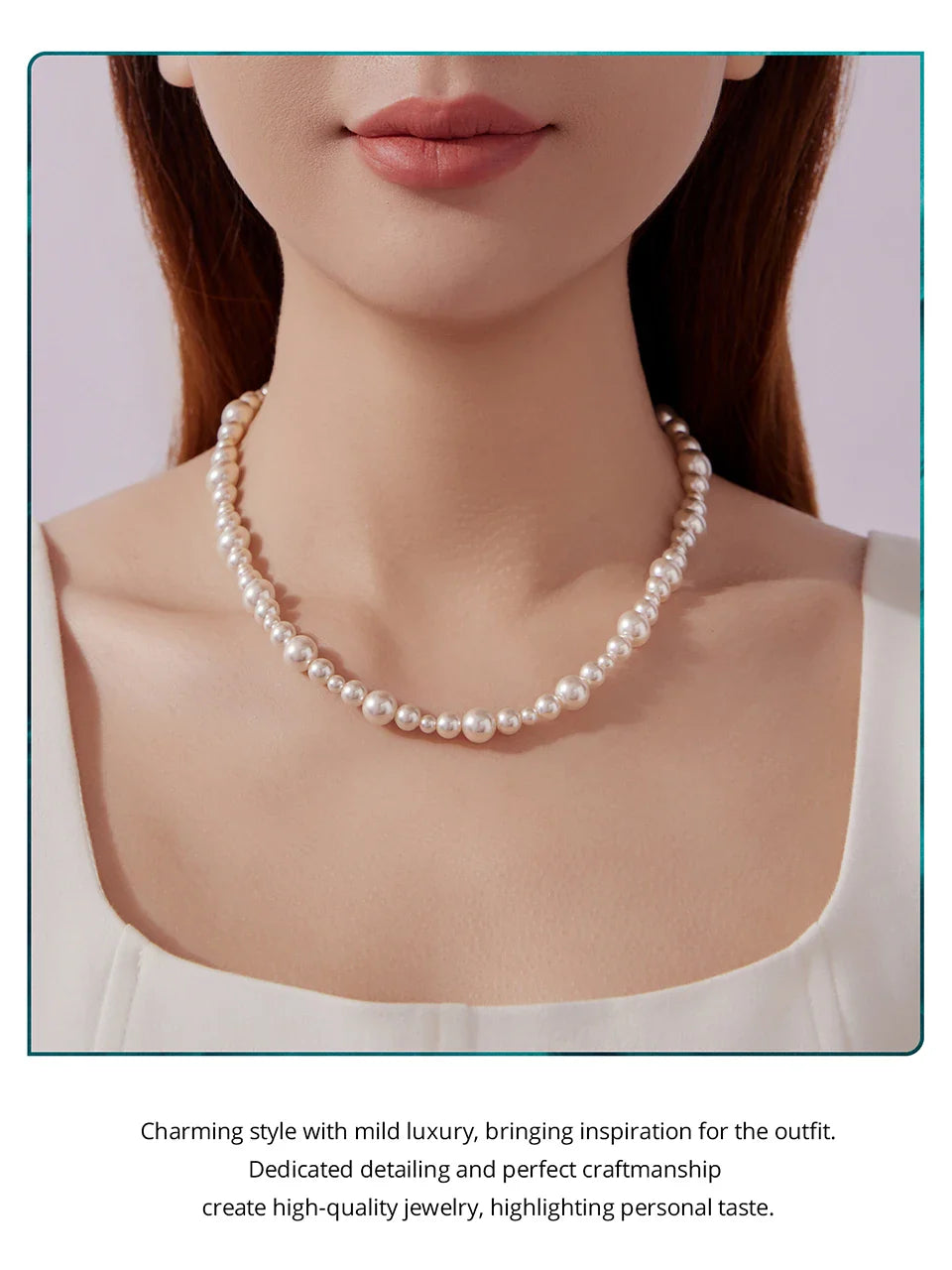 925 Sterling Silver Stackable Full Pearl Necklace Lucky Four-Leaf Clover Beads Strand Necklace for Elegant Women Gift