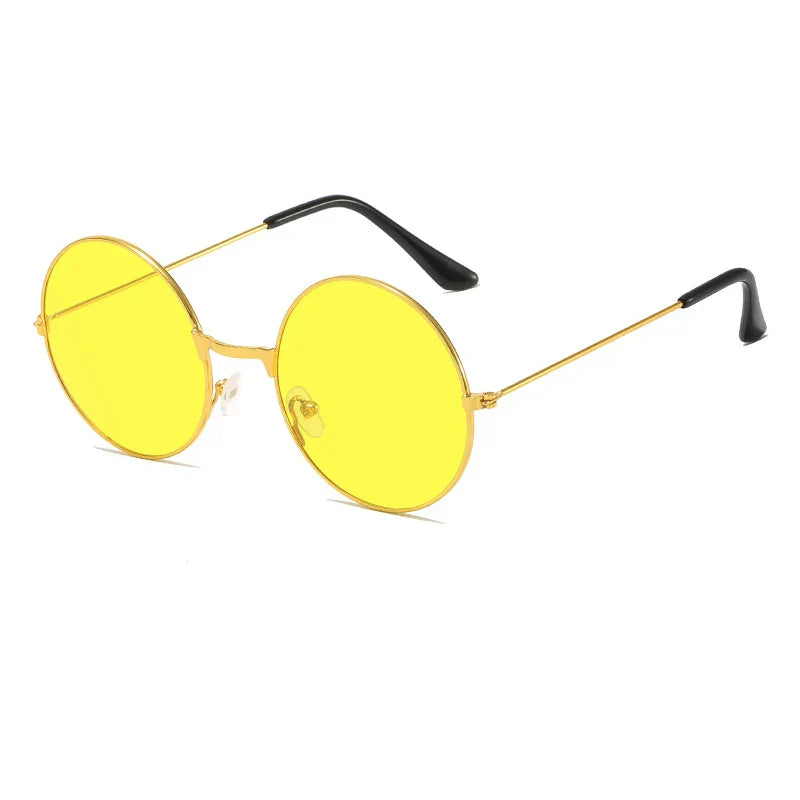 Classic Vintage Round Frame Sunglasses For Men Women Brand Design Ocean Red Yellow Metal Circle Sun Glasses Unisex Eyewear 2025