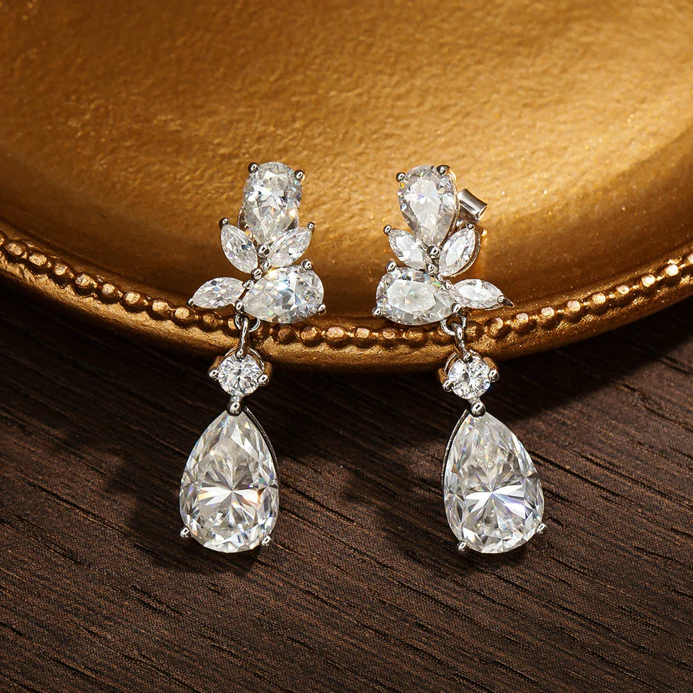 All Moissanite Earrings for Women Wedding Party Luxury Earring Jewelry s925 Sterling Sliver Plated 18k Gold Ear Stud