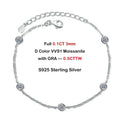 Round Bezel 0.87cttw Full D Color Moissanite Diamond Bracelet For Women 925 Silver GRA Certified 19cm Link Bracelets Gift