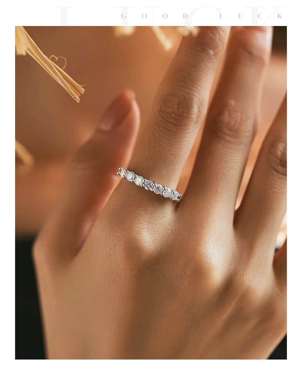 Moissanite Wedding Band 925 Sterling Silver Ring Platinum Plated Lab Diamond Stackable Crown Jewelry For Women Gifts