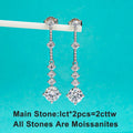 2.8cttw Moissanite Drop Earrings 925 Sterling Silver D Color Lab Created Diamond Dangle Earrings For Women Jewelry