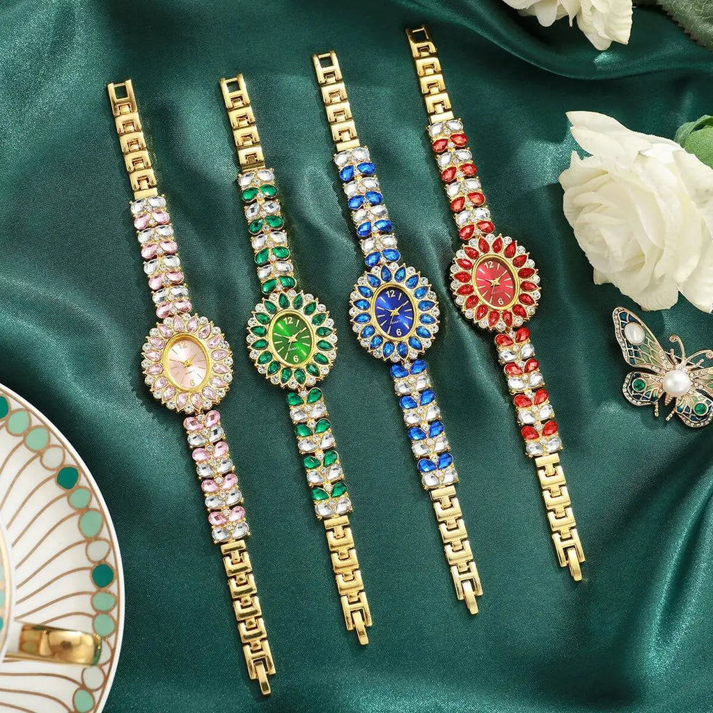 Fashion Women Watches Luxury Rhinestone Bracelet Strap Quartz Wristwatch Girls Clock Reloj Mujer