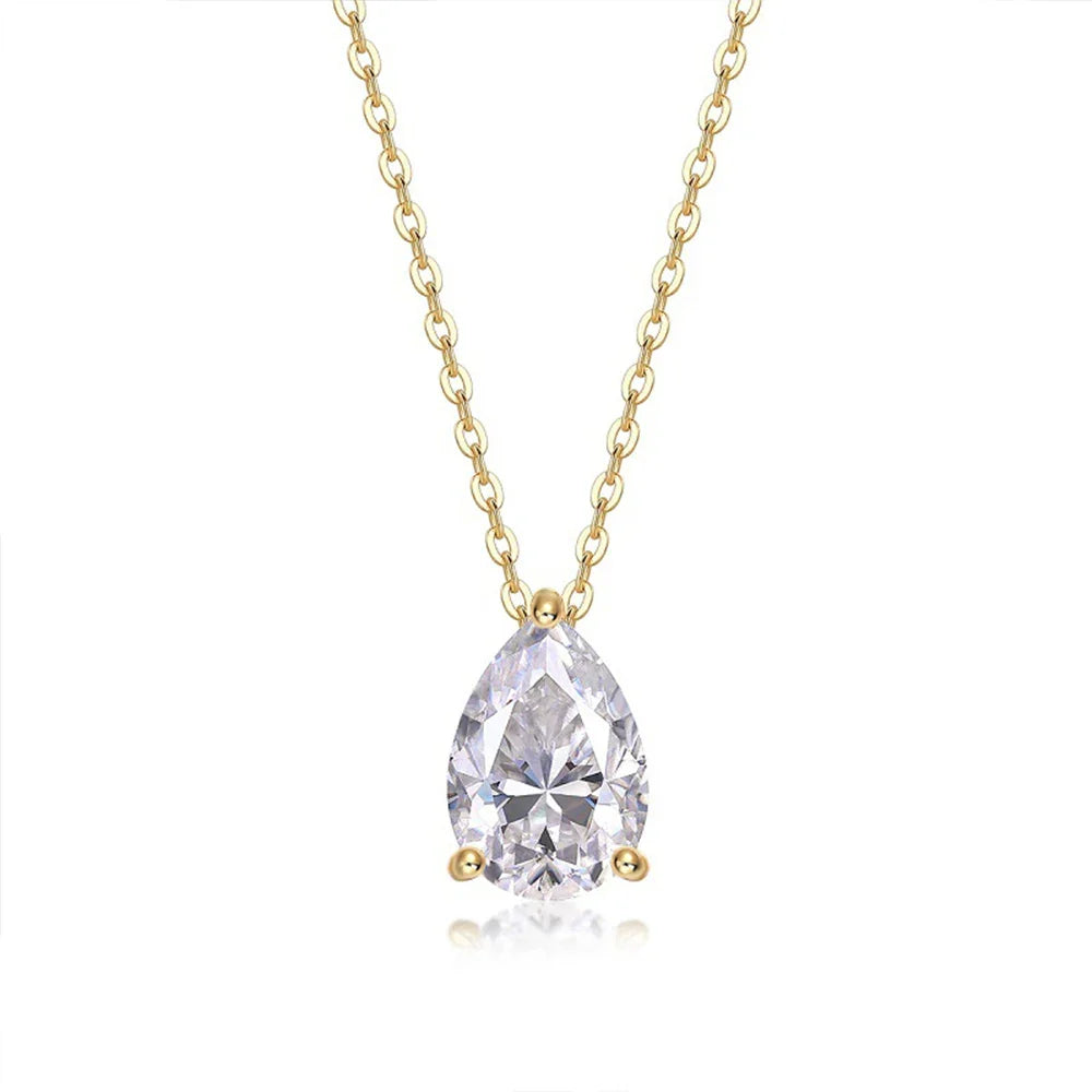 1-4CT Pear Cut D Color Moissanite Pendant Necklace for Women S925 Silver Plated 18k Gold Waterdrop Shape Necklaces Jewelry Gift