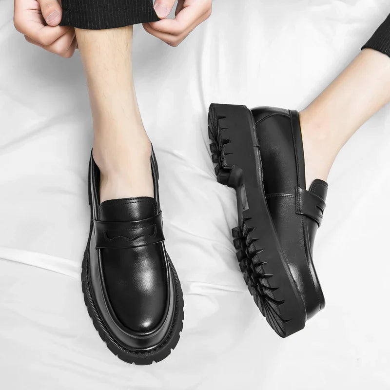 New Men's Luxury Leather Shoes Genuine Leather Dress Shoes Fashion Loafers Slip-on Comfy Casual Business Shoes Fomal Mocassins