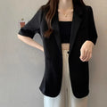 2026 Female Short Sleeved Suit Coat Women Summer Loose Fitting Solid Color Blazer Jacket Ladies Korean Leisure Tops Outerwear