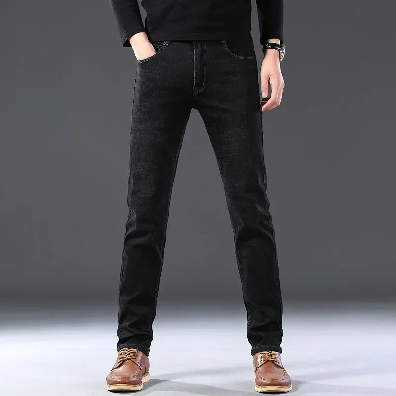 2025 Men's Casual Thin And Lightweight  Skinny Jeans Trousers Tight Pants Solid Colors
