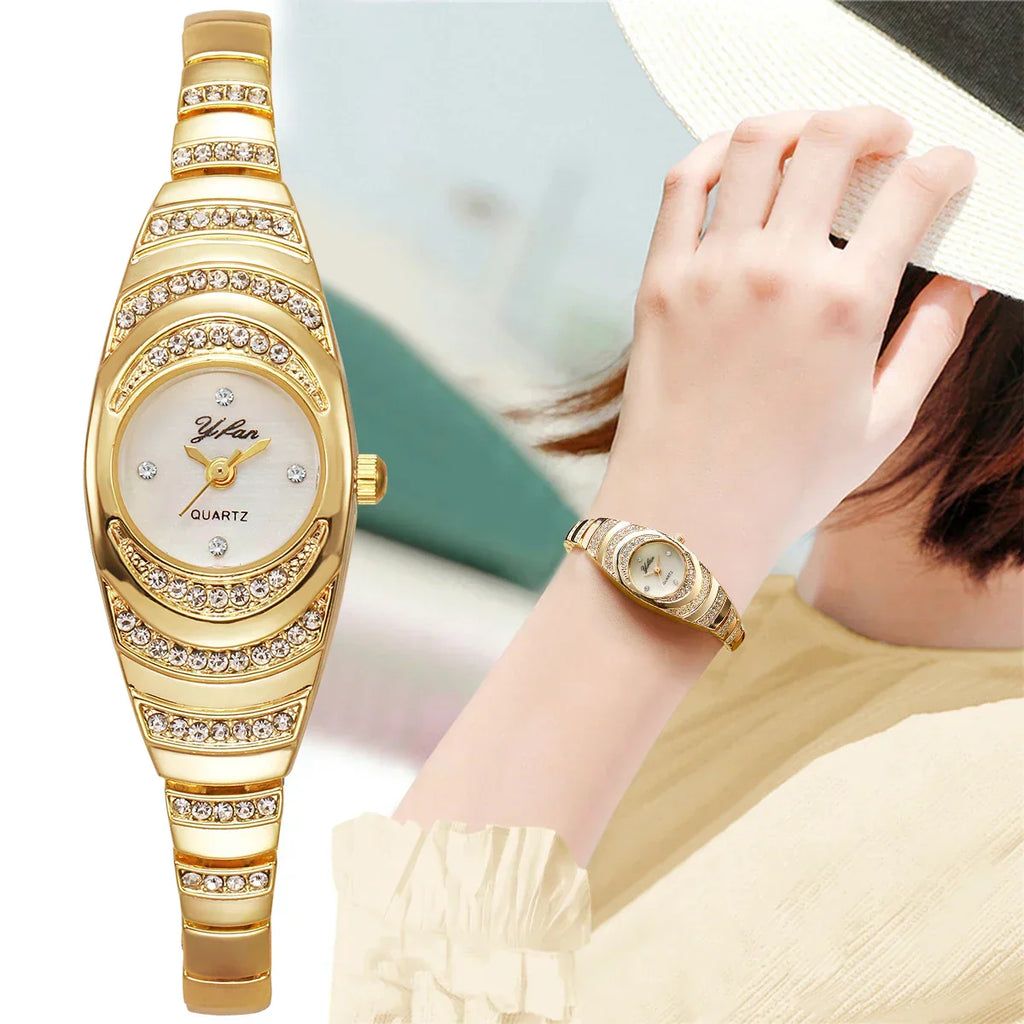 Elegant Women Watches Fashion Rhinestone Ladies Quartz Watch Bracelet Wristwatches Reloj Mujer（Without Box）