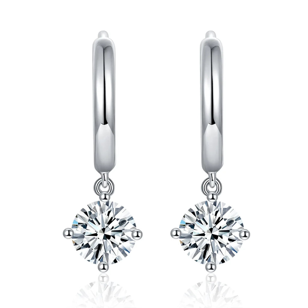 100% Real 0.5 Carat 5mm D Color Moissanite Diamond Drop Earrings Women’s S925 Silver Plated 18K Yellow Gold Tassel Earring