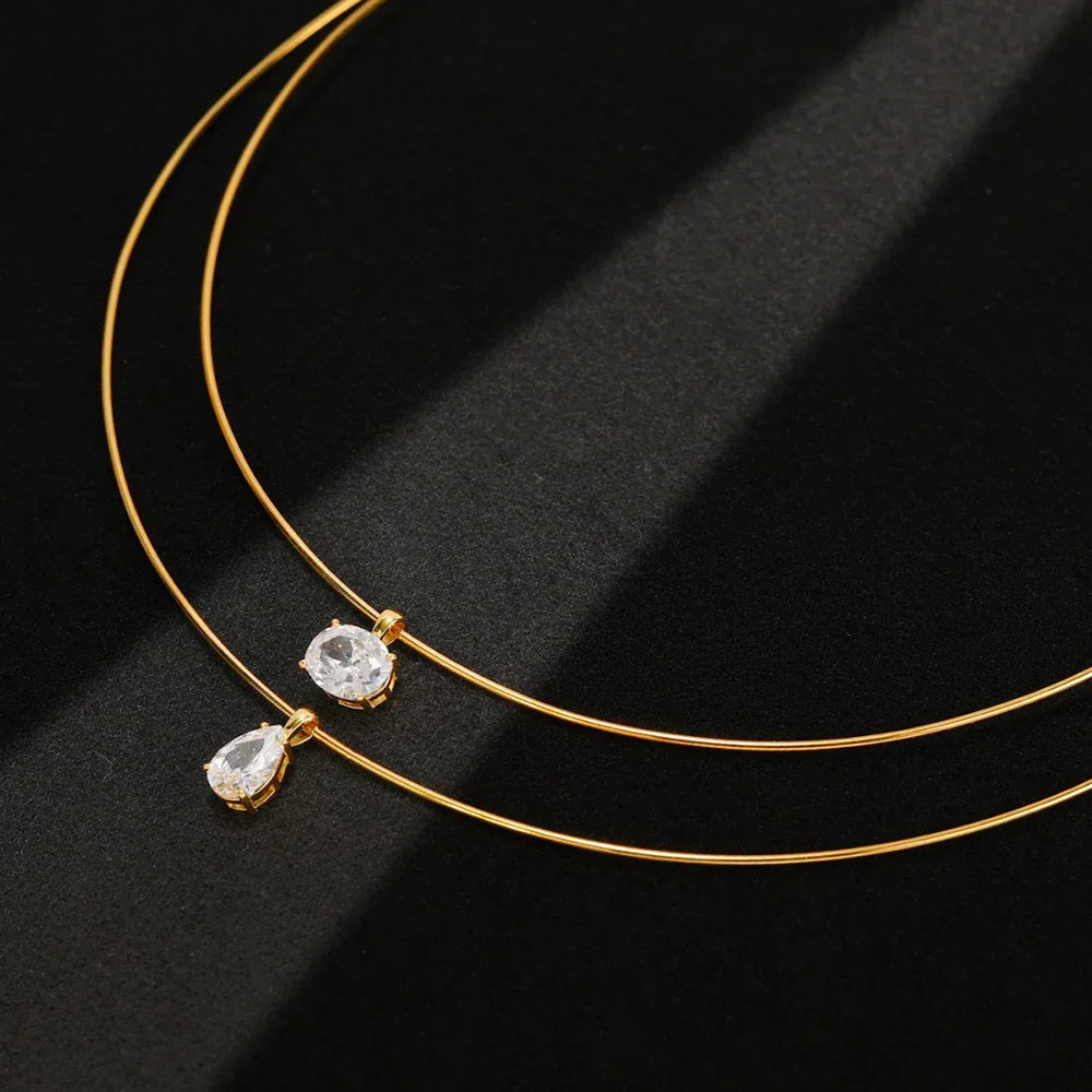 2/3Carat Round/Oval/Princess/Pear Cut Moissanite Pendant Necklace 925 Sterling Silver Solitaire Diamond Neck Chain for Women