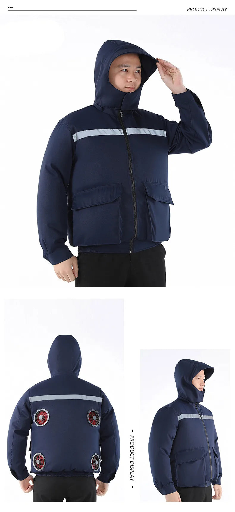 New Casual Loose Cooling Electric Fan Air Conditioning Suit Men Construction Site Outdoor Work Suit With 4 Fans Cooling Coat