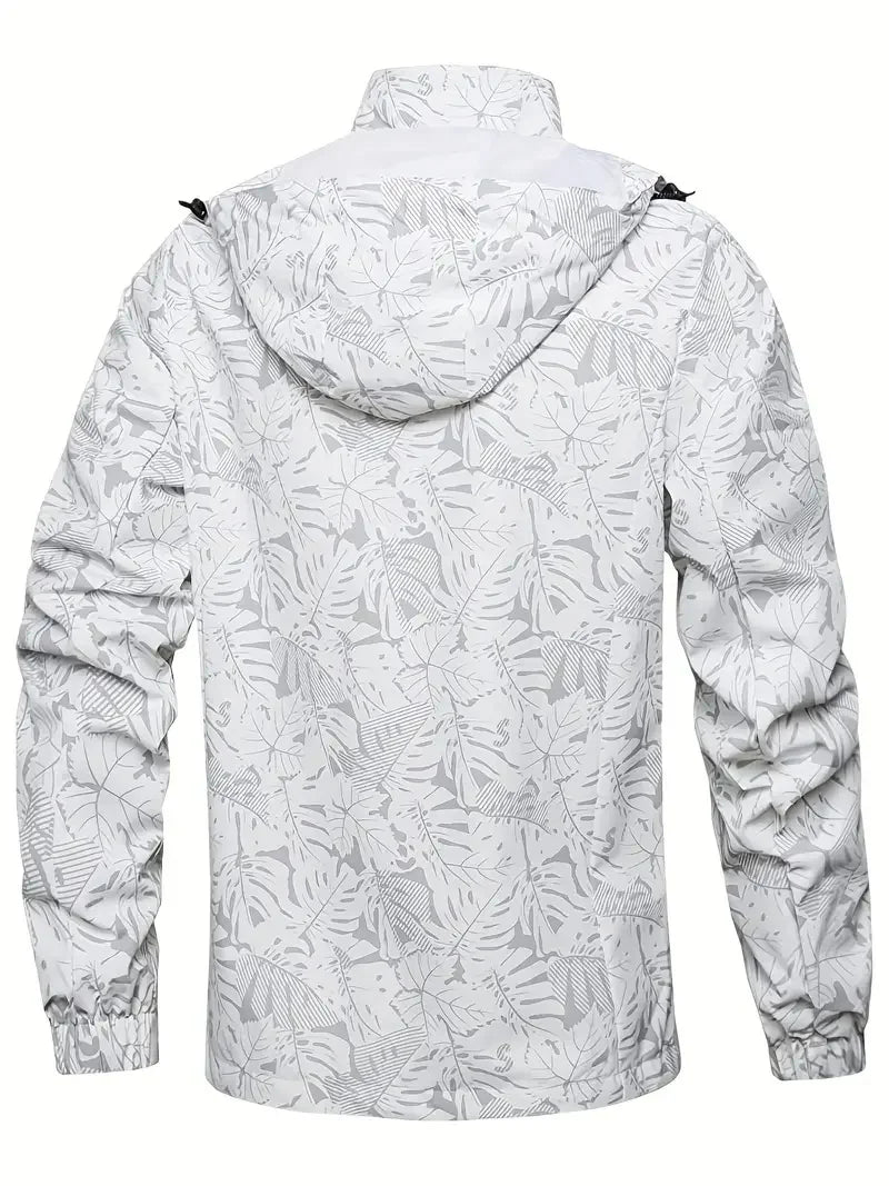 Men's Casual Lightweight Waterproof Windbreaker Jacket, Full Zip Up Hooded Shell Outdoor Hiking Coat For Autumn Size