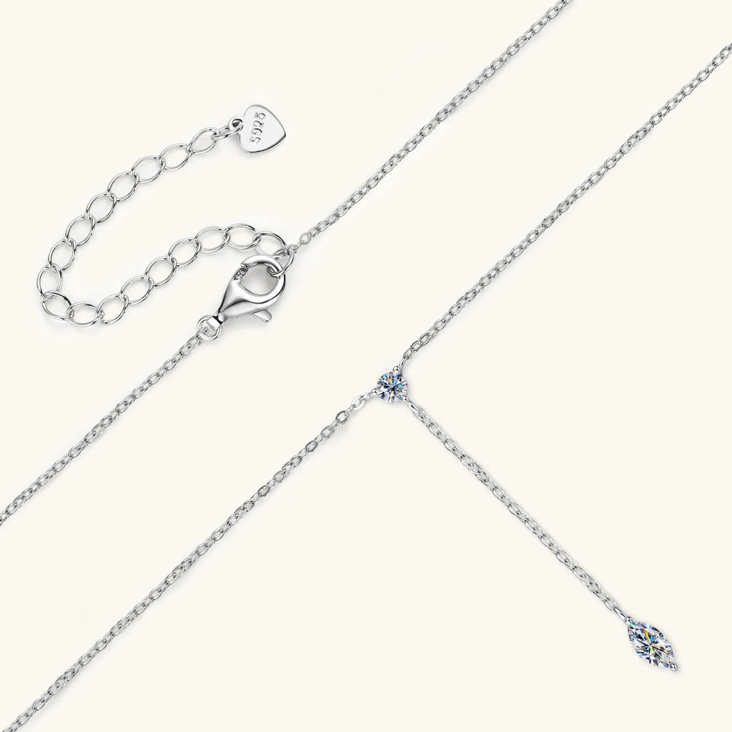 Marquise Cut Moissanite Necklaces Long Tassel Clavicle Chains Necklace for Women 925 Sterling Silver Jewelry Collares
