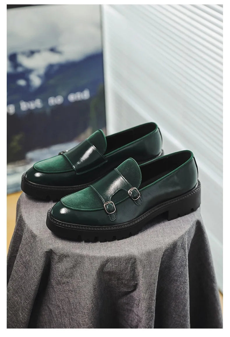 New Buckle Designer Big Size Loafers For Man Spring Autumn Business Leather Platform Shoes Male Fashion Casual Elegant Shoes Man