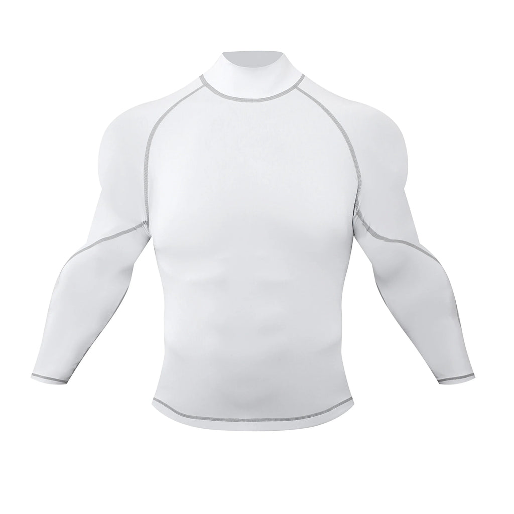 Cody Lundin Mock Neck Men Compression Long Sleeve Fitness Shirt Grappling Boxing Jersey, MMA Jitsu BJJ Rash Guard With Anti Slip