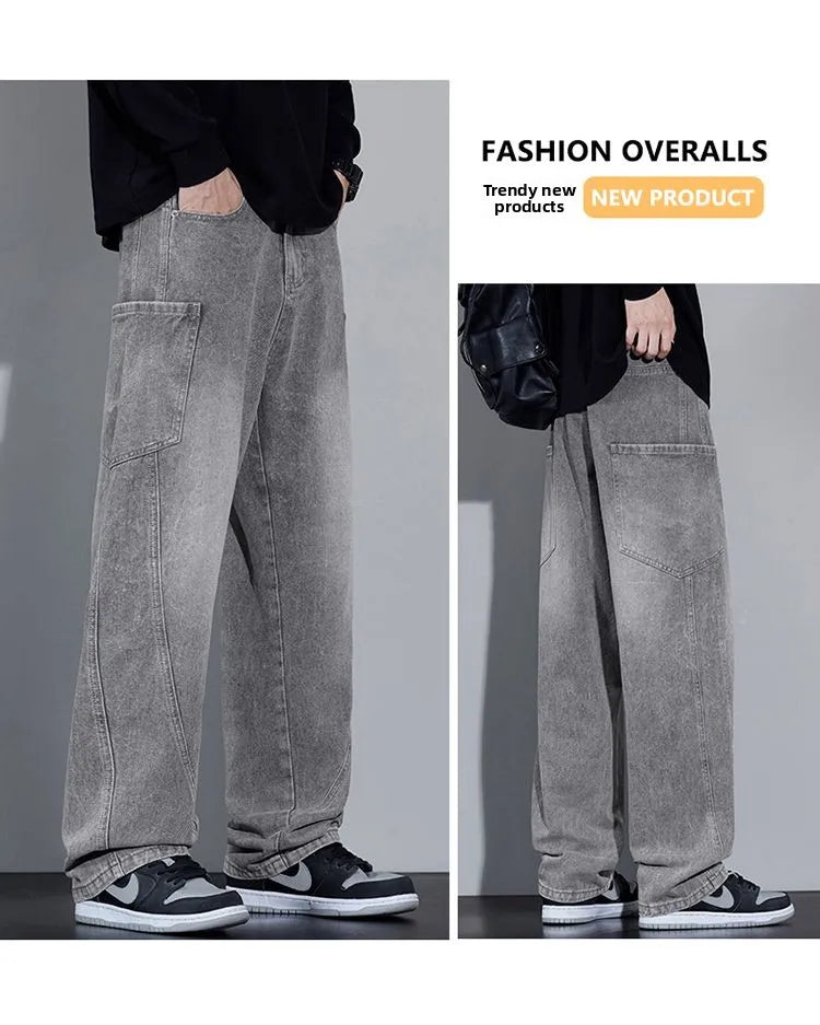 Men's Autumn and Winter New American Style Trendy Jeans with Straight Pockets and Versatile Blue Jeans in Three Colors To Choose