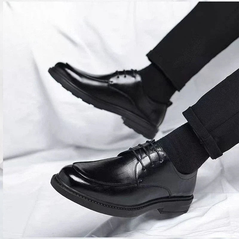 2024 New Men's Height Increasing Soft Leather Breathable Casual Business Elevator Shoes