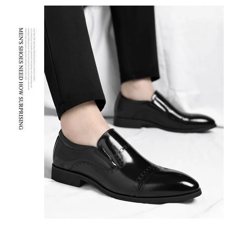 Big Size Dress Shoes for Men Solid Color Summer Autumn Fashion Business Casual Shoes Male British Style Cow Leather Shoe Man
