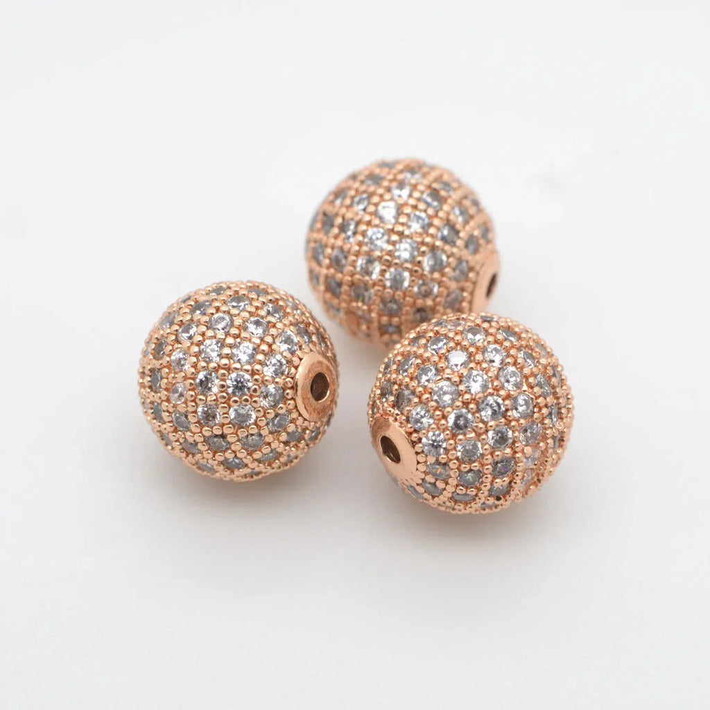 Beads for Jewelry Making Gold Silver Color Accessories Paved Zircon Spacer Bead String Beaded Diy Necklace Bracelet Chain Charms