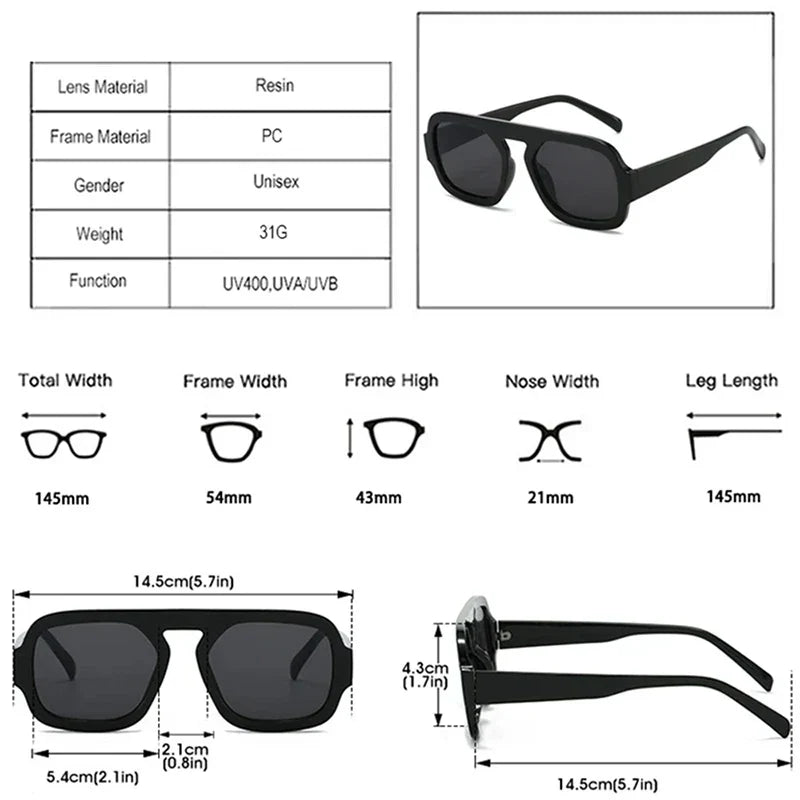 Retro Square Sunglasses Women Fashion Brand Design Gradient Shades UV400 Men Punk Sun Glasses