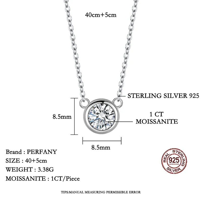 0.5/1CT Moissanite Necklace for Women S925 Pure Silver Bubble Round Diamond Pendant Fashion Jewelry Party Gift
