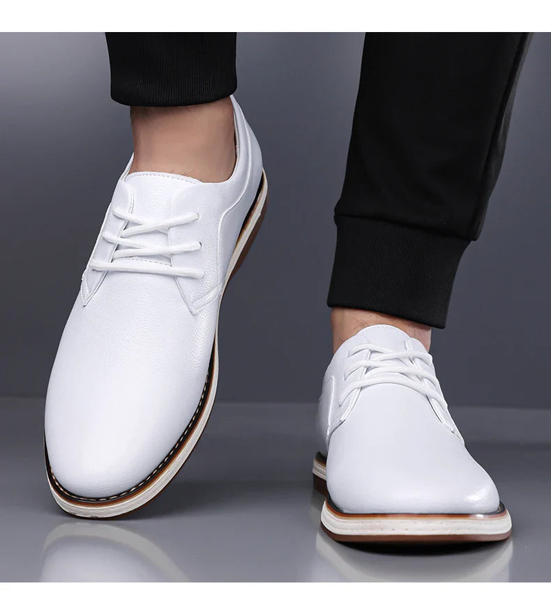 Men's Casual Business Leather Shoes Men Fashion Lace-up Derby Shoe Mens Light Comfortable Outdoor Driving Flats