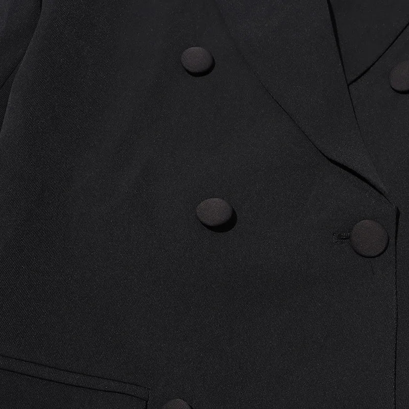 New Arrival Women Back Hollow Out Design Double Breasted Suit Jackets Y2K High Street Streamer Decoration Temperament Coat