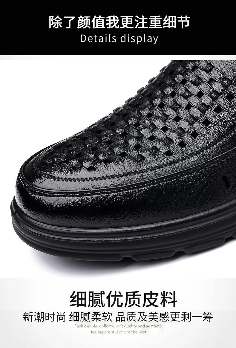 Summer New Designer Hallow Leather Shoes Man Breathable Soft Sole Business Casual Shoes Male Fashion Loafers Shoes for Man