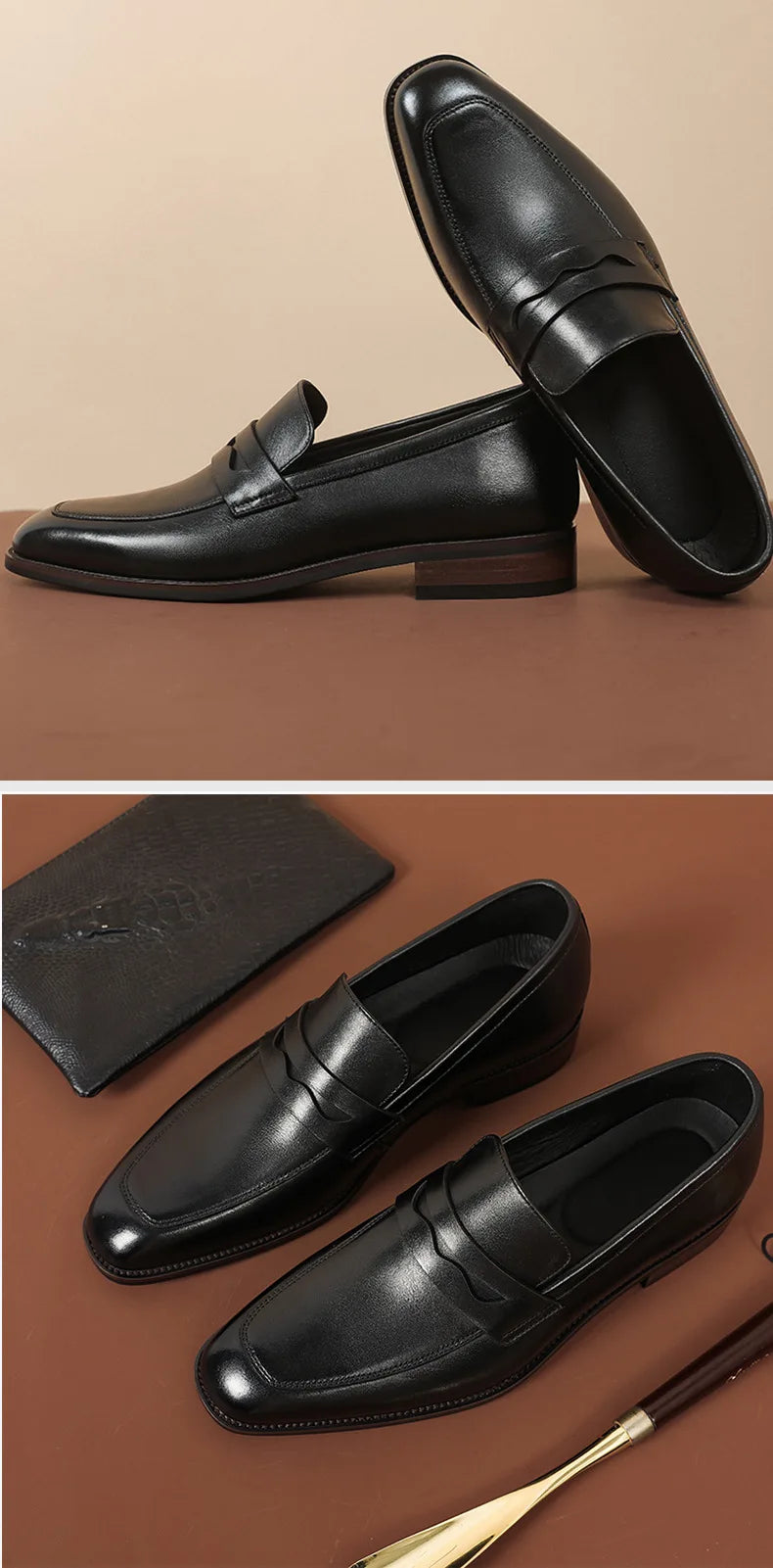 Loafer Shoes For Men Genuine Leather Mens Shoes Driving Shoes Leisure Business Lazy Shoes Plus Size 37-47