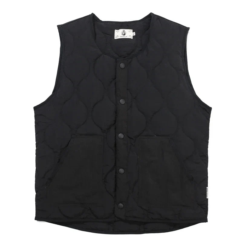 Vintage Cotton Padded Vest Mens Sleeveless Quilted Jacket Thick Warm Casual Working Outerwear Men Autumn Winter