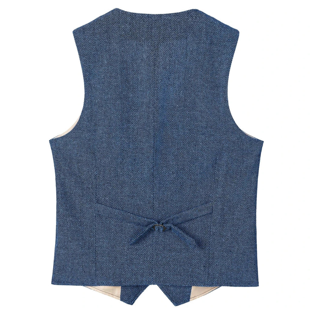 Men Vest Chanpagne Herringbone Double Button V Neck Waistcoat For Wedding Party Business Work Office Daily Casual Men Suit Vest