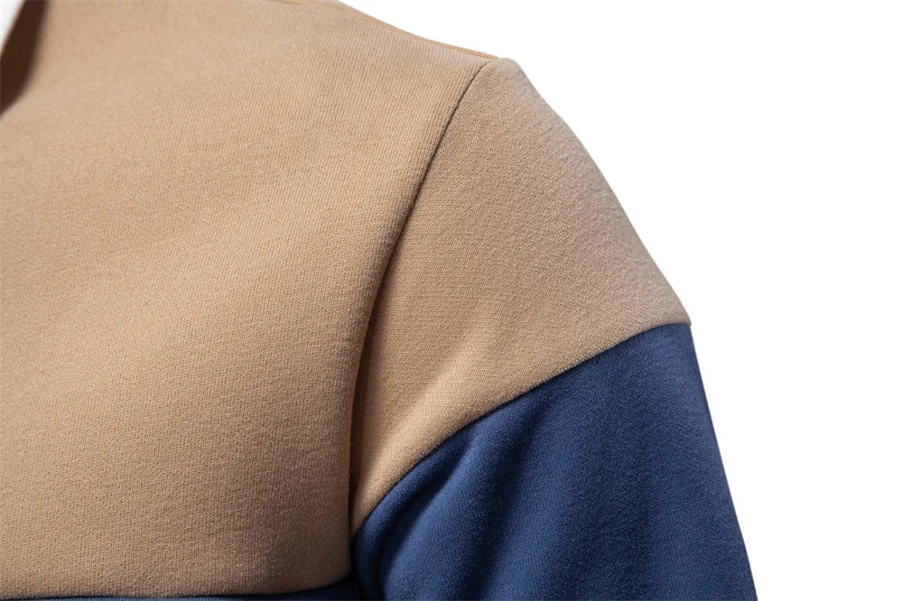 Men's Premium Cotton Sweatshirt Color Block Sweatshirt Long Sleeve Business Casual Social Sweatshirt