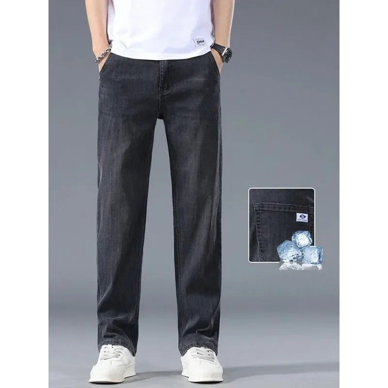 Business Jeans Men's Spring Thin Casual Straight Fashion Loose Brand Pants Comfortable Male Denim Trousers Versatile