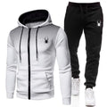 Spring And Autumn New Men's Set Casual Sportswear Printed Hooded Zipper Jacket + Trousers Two-piece Fashion Men's Clothing