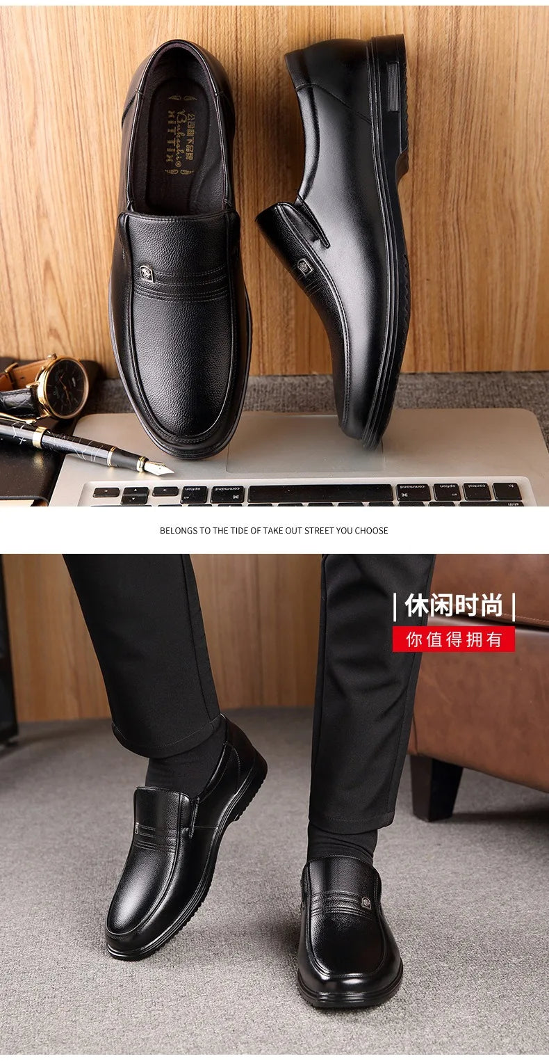 Handmade Genuine Leather Shoes Men Loafers Business Casual Shoes Classic Soft Leather Hombre Breathable Flat Shoes
