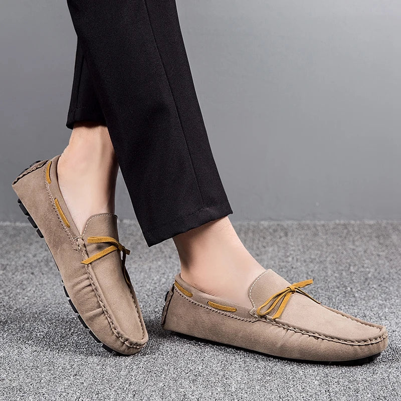 Plus Size Handmade Beanie Shoes for Couples, Trendyy British Style Casual 45 Slip-On Driving 46 Large Size Plus Fat 47 Suede Leather Shoes 48