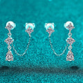 Round/pear Cut Full Moissanite Tassel Stud Earring for Women 8 Gems Wedding Jewelry 925 Solid Silver Plated 18K Wholesale
