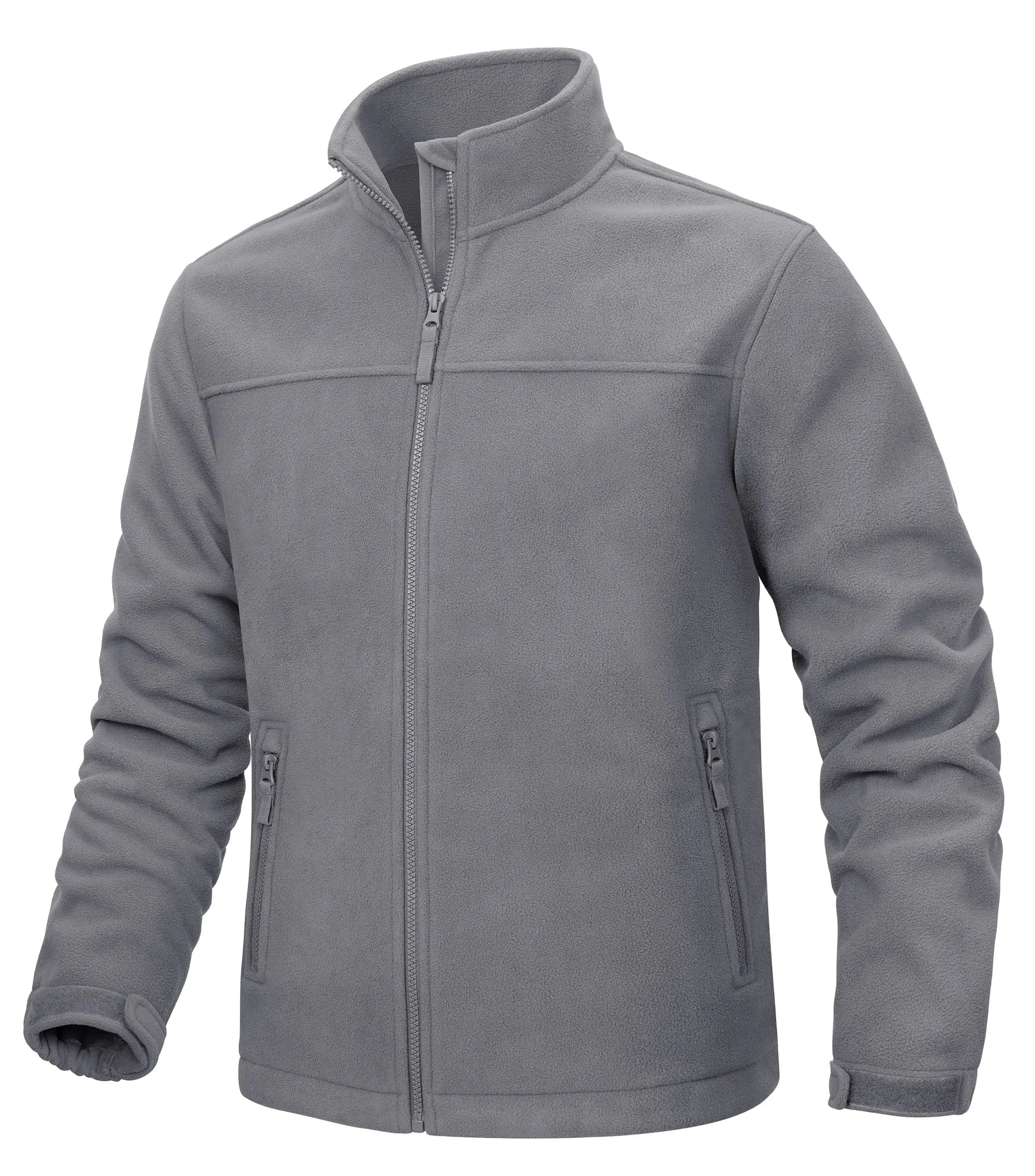 TACVASEN Winter Fleece Jackets Mens Full Zip Stand Up Work Jacket Coats Zipper Pockets Hiking Jacket Outdoor Windbreaker