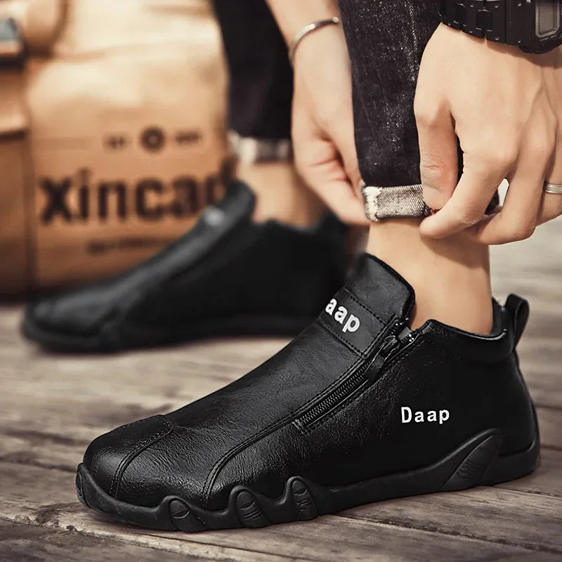 British Style Fashion Short Boots Men  Luxury Leather Anti Slip Comfortable Work Shoes Outdoor Travel Sports Casual Shoes 2024