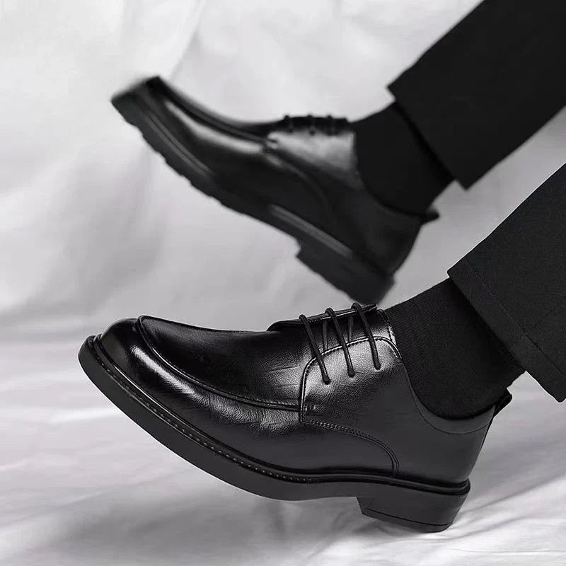 2024 New Men's Height Increasing Soft Leather Breathable Casual Business Elevator Shoes