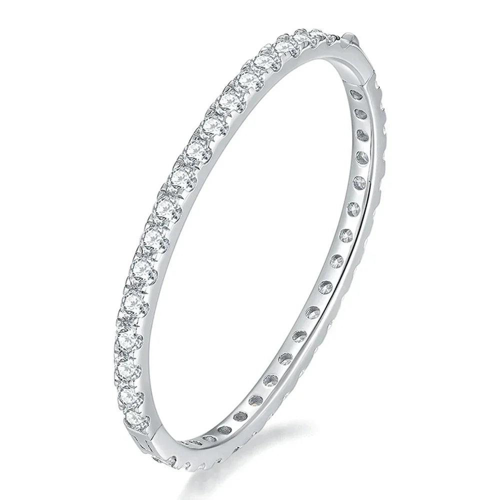 D VVS1 Full 4mm Moissanite Bangles GRA Certified s925 Sterling Sliver Plated 18k Bracelets for Women Party Gift Jewelry