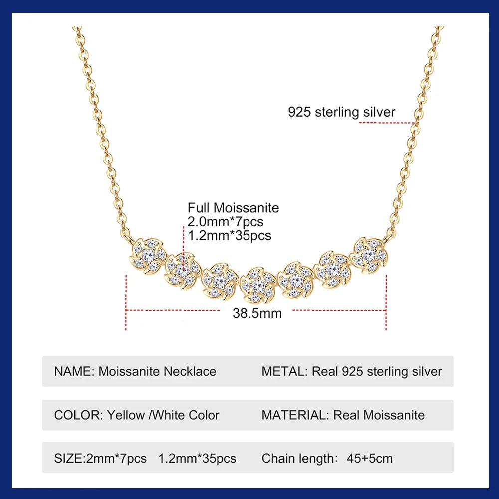 Moissanite Diamond Necklaces for Women, Dainty 14k Gold/925 Sterling Silver Choker Necklace Gold Plated Jewelry Trendy Gift