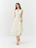 Vacation French Style Halterneck V-neck Waist Sleeveless Dress for Women 2026 Summer New Twist Mid-length Elegant Ins