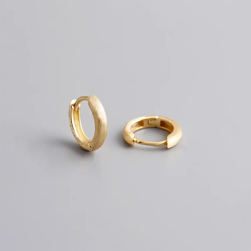 925 Sterling Silver Simple Matte Bohemian Round Ear Buckle for Women Punk Unisex Rock Hoop Earring Jewelry Accessories