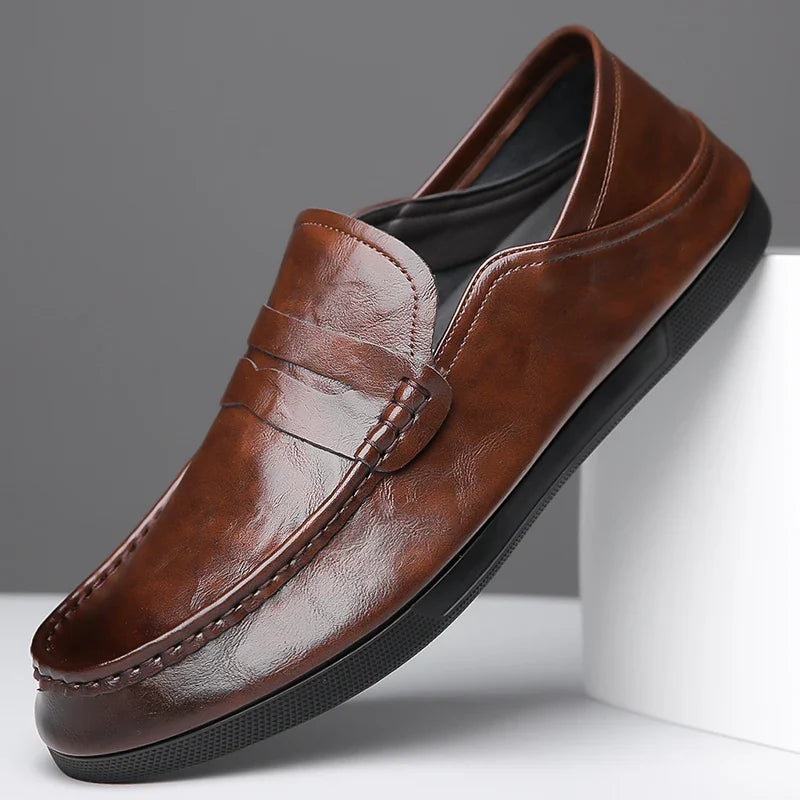 Genuine Leather Men Loafers Comfortable Mens Casual Shoes Luxury Brand Man Formal Dress Shoes Breathable Slip on Boat Shoes