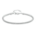 Original Solid 925 Sterling Silver 3mm Snake Chain Bracelet for Women Men, White Gold Plated Charm Bracelet DIY fit Beads