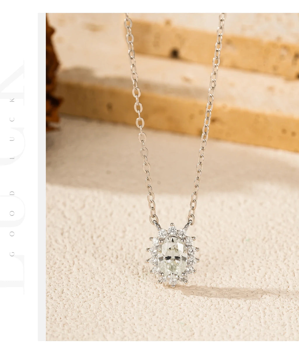 6 Styles D Color Geometric Moissanite Necklaces 925 Sterling Silver Dazzling Pendant Necklace For Women Fine Jewelry