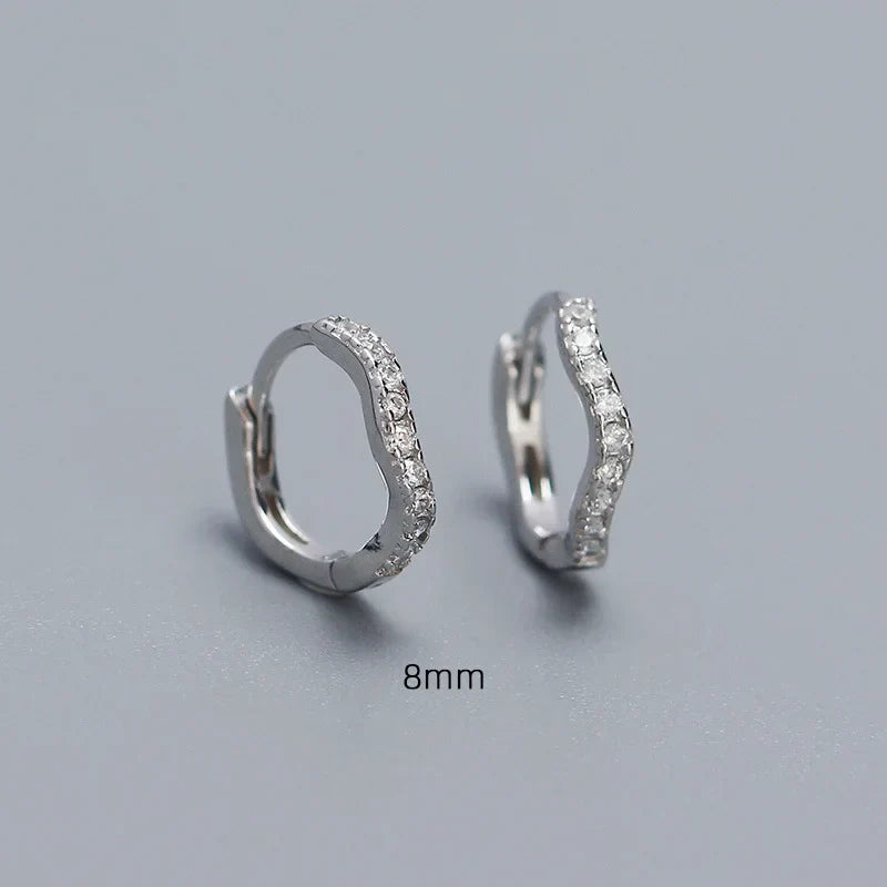 925 Sterling Silver Fashion Statement Gold Wavy Geometry Huggies Hoop Earrings for Women Bohemian Jewelry Ear Buckle Gift