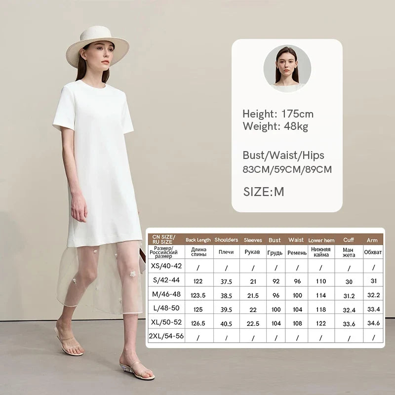 Long Dresses 2026 Autumn New Round Neck Short Sleeve Patchwork Women's Dress Removable Organza Elegant Dress Women 12651024